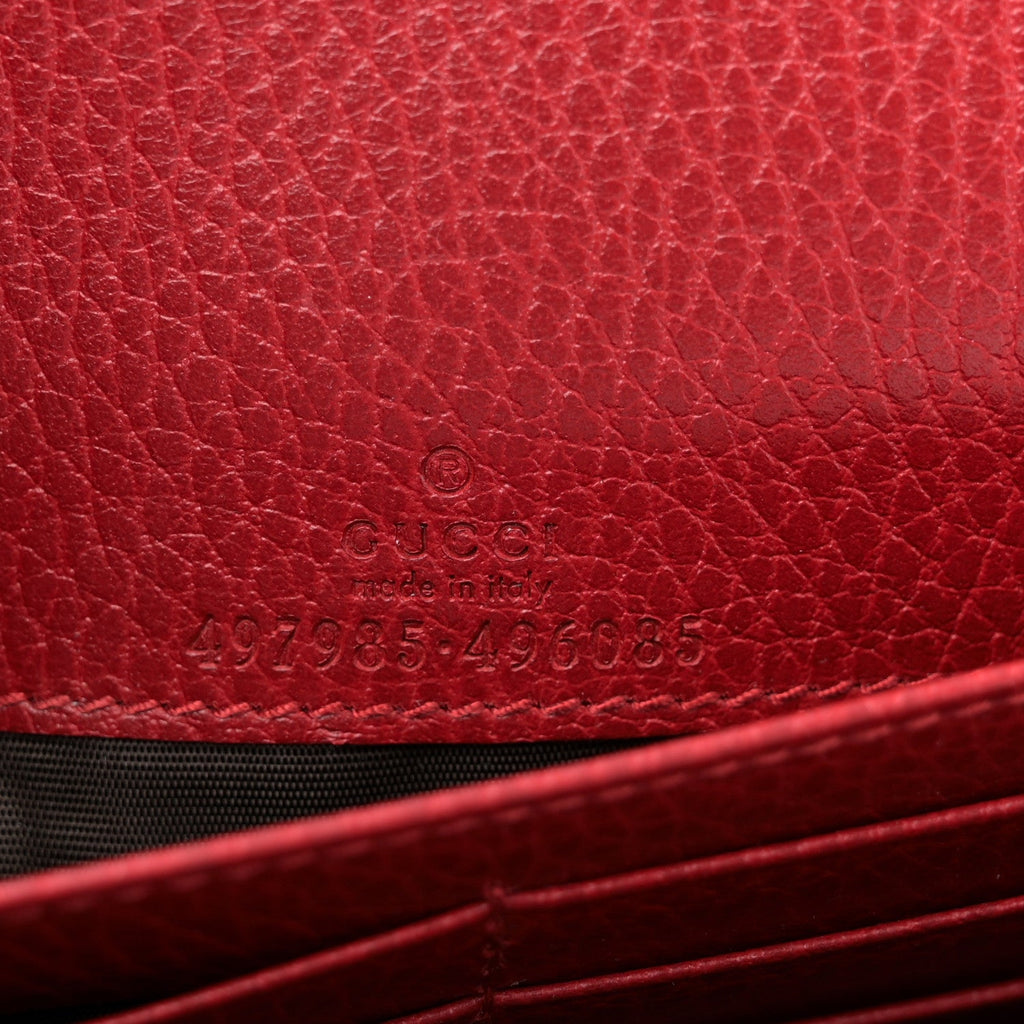 Dollar Calfskin Mini GG Marmont Chain Wallet Hibiscus Red