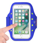 Reiko Running Sports Armband For Iphone 7/ 6/ 6S Or 5 Inches Device With Led In Blue (5X5 Inches)