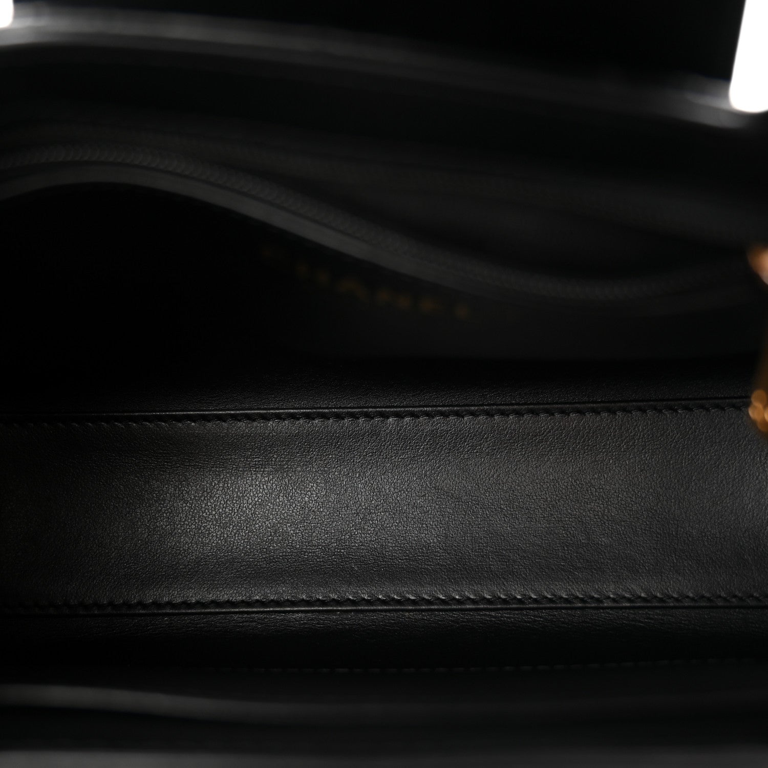 Shiny Aged Calfskin Quilted Nano Kelly Shopper Black