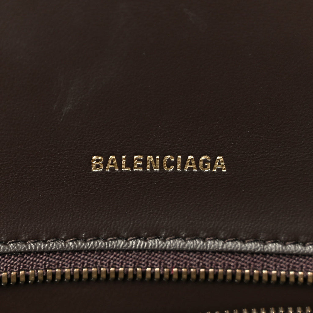 Used Calfskin Small Hourglass Top Handle Bag Brown