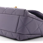 Shiny Lambskin Quilted Mini Pearl Logo Flap Light Purple