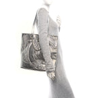 Metallic Calfskin Stitched CC Shopper Tote Silvery