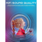 Heart shaped earphones, caring girl in ear wireless Bluetooth noise cancelling earphones