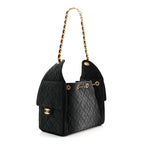 Washed Denim Quilted Small Chanel 25 Handbag Black