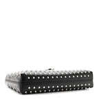 Calfskin Studded Trifolio Shoulder Bag Black