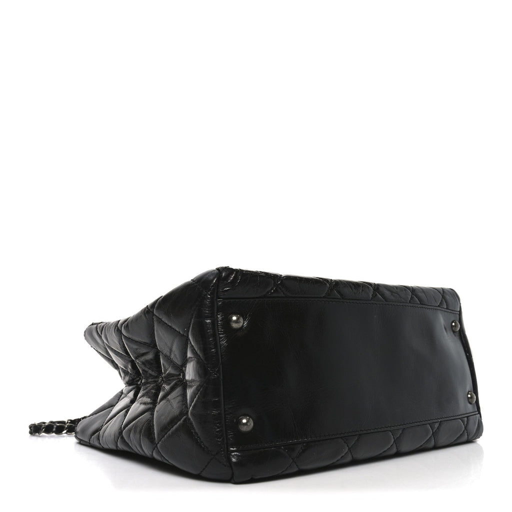 Calfskin Quilted Small Coco Soft Tote Black