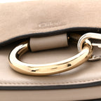 Suede Calfskin Small Faye Shoulder Bag Motty Grey