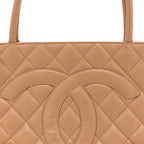 Caviar Quilted Medallion Tote Beige
