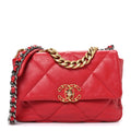 Lambskin Quilted Medium Chanel 19 Flap Red