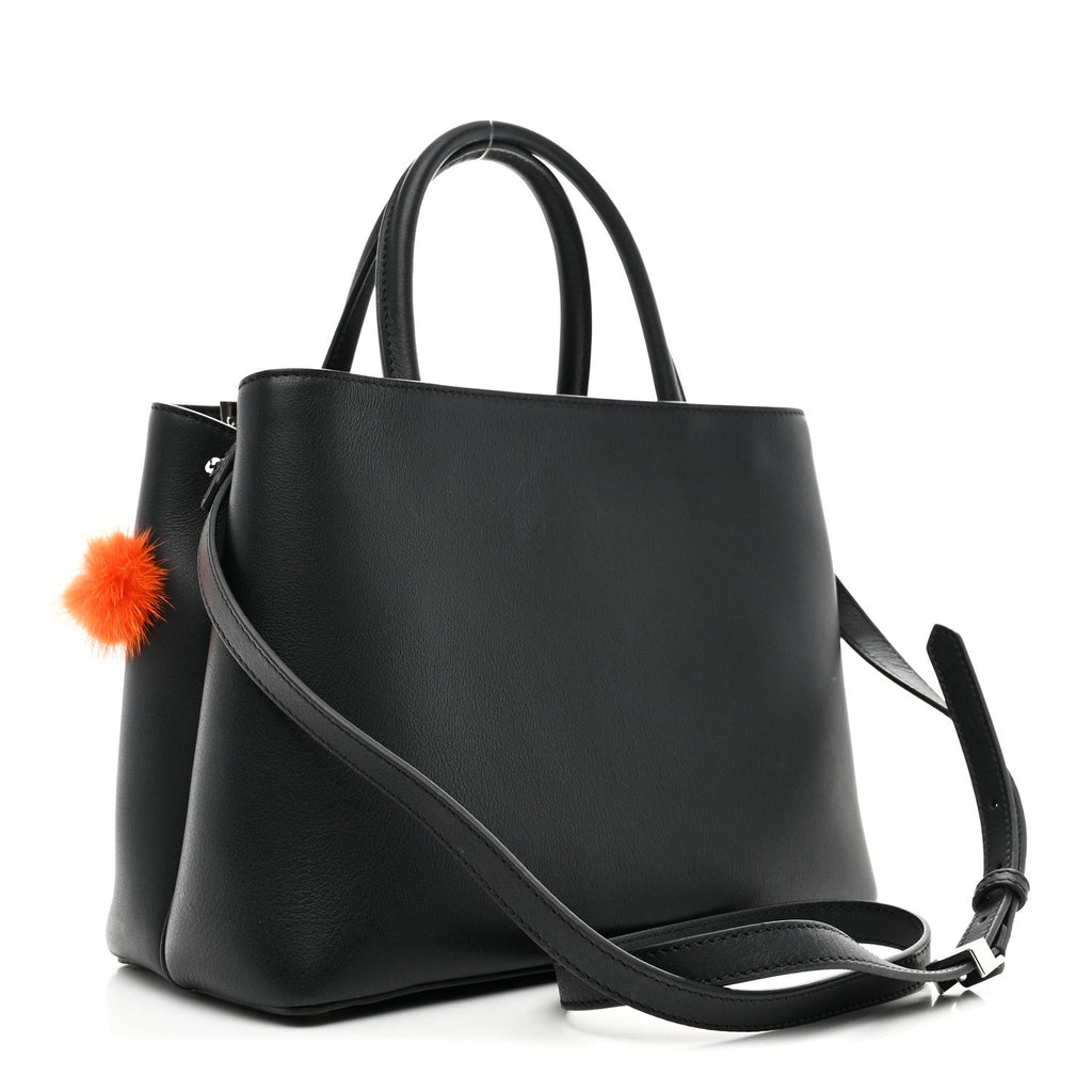 Vitello Dolce Mink Fur Pom Pom Petite 2Jours Tote Black Multicolor