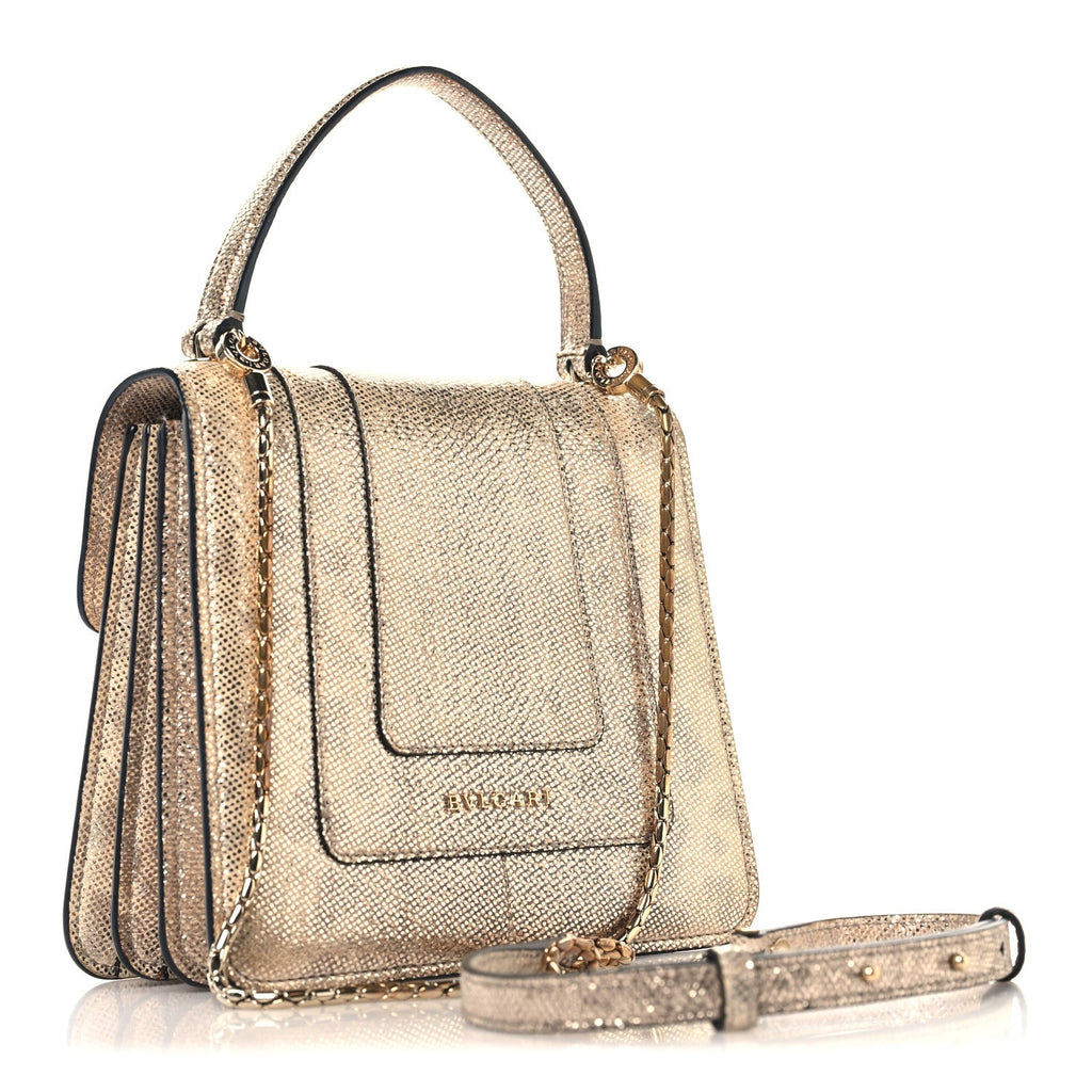 Metallic Karung Serpenti Forever Top Handle Gold