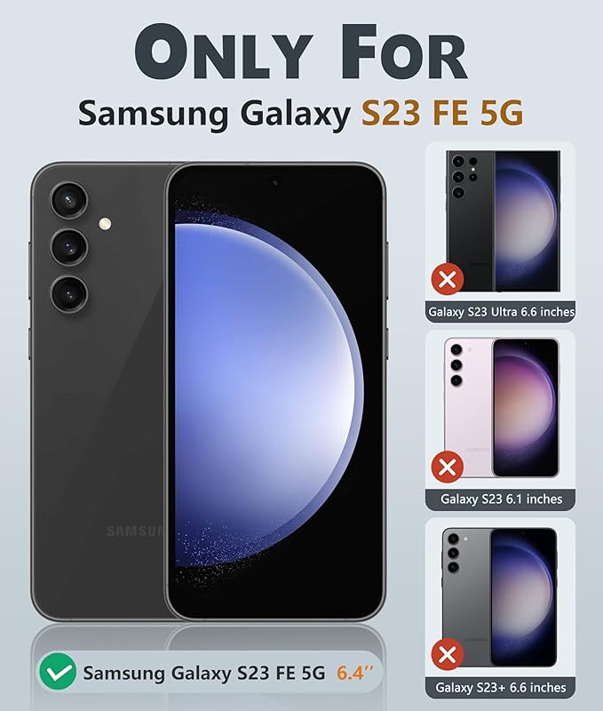 Entronix Bundle Compatible with Galaxy S23 FE - Heavy Duty Case & 2 Clear Screen Protectors