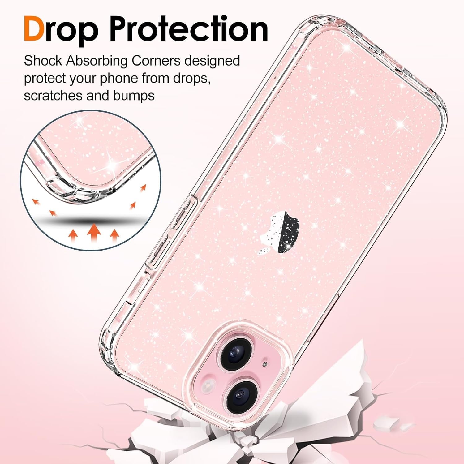 Entronix Case Compatible with iPhone 16E - [Hard Back] Glitter Clear