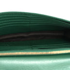Dollar Calfskin Interlocking G Chain Wallet Emerald