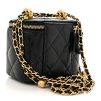 Calfskin Quilted Mini Perfect Fit Vanity Case With Chain Black
