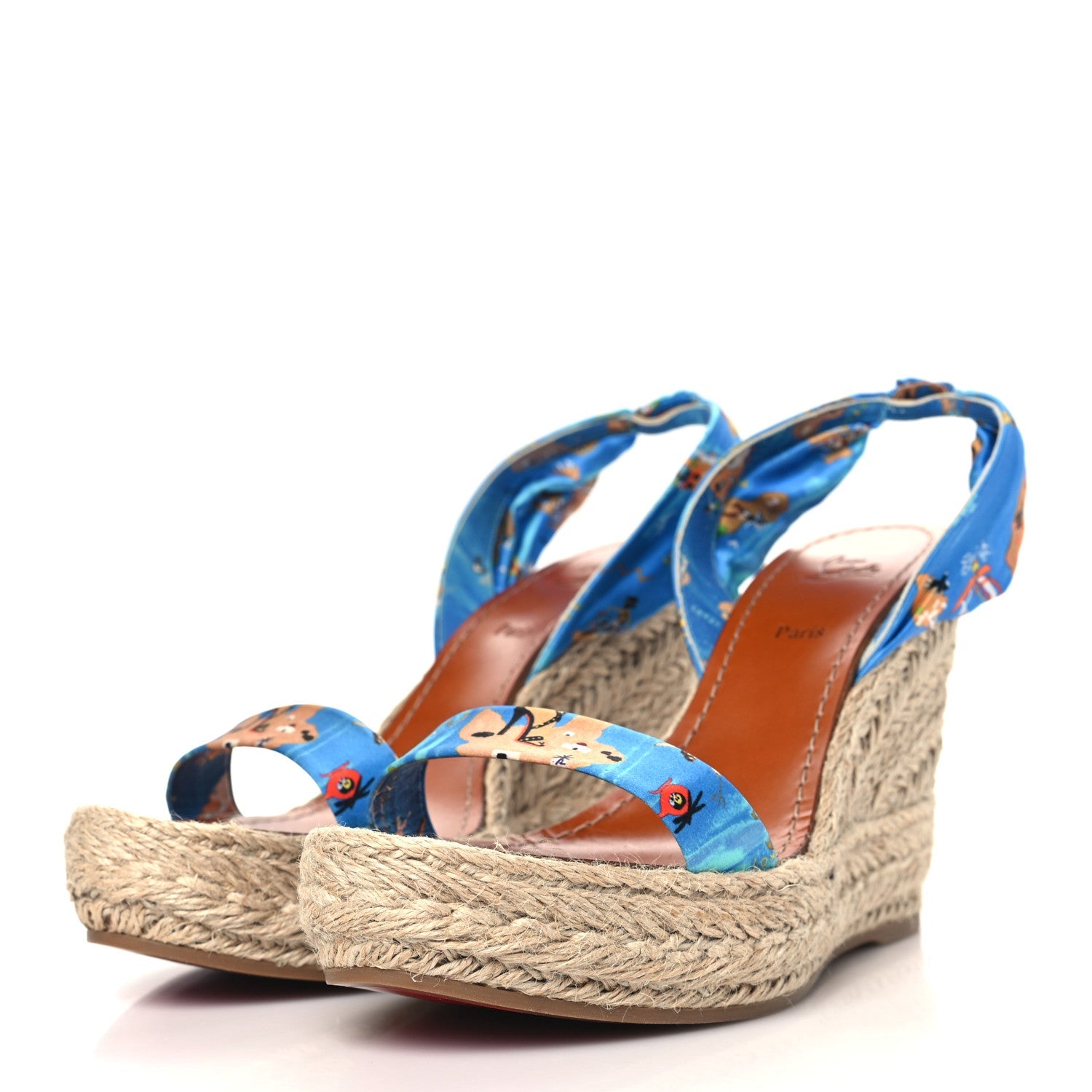 Satin Monica Du Desert 110 Espadrille Wedges 41 Blue Multicolor