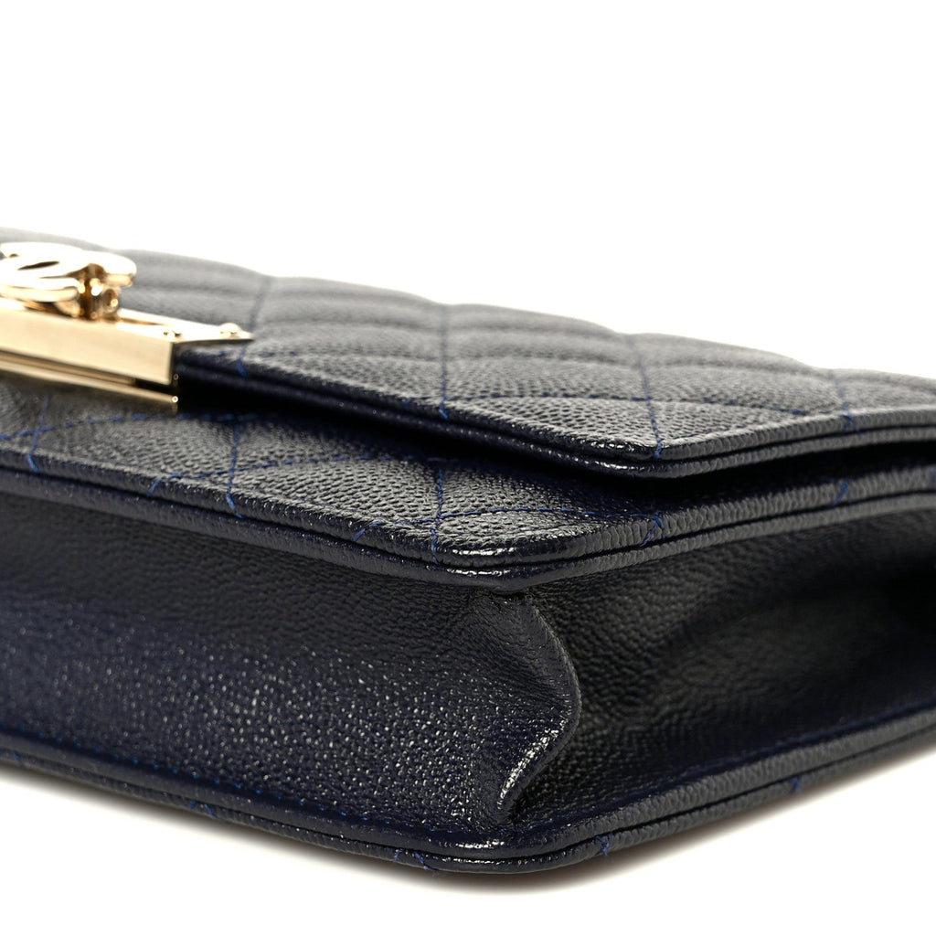 Caviar Quilted Golden Class Wallet On Chain WOC Navy