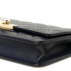Caviar Quilted Golden Class Wallet On Chain WOC Navy