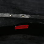 Vitello Rockstud All Over Demilune Shoulder Bag Black