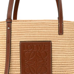 Raffia Small Square Basket Tote Bag Natural Tan