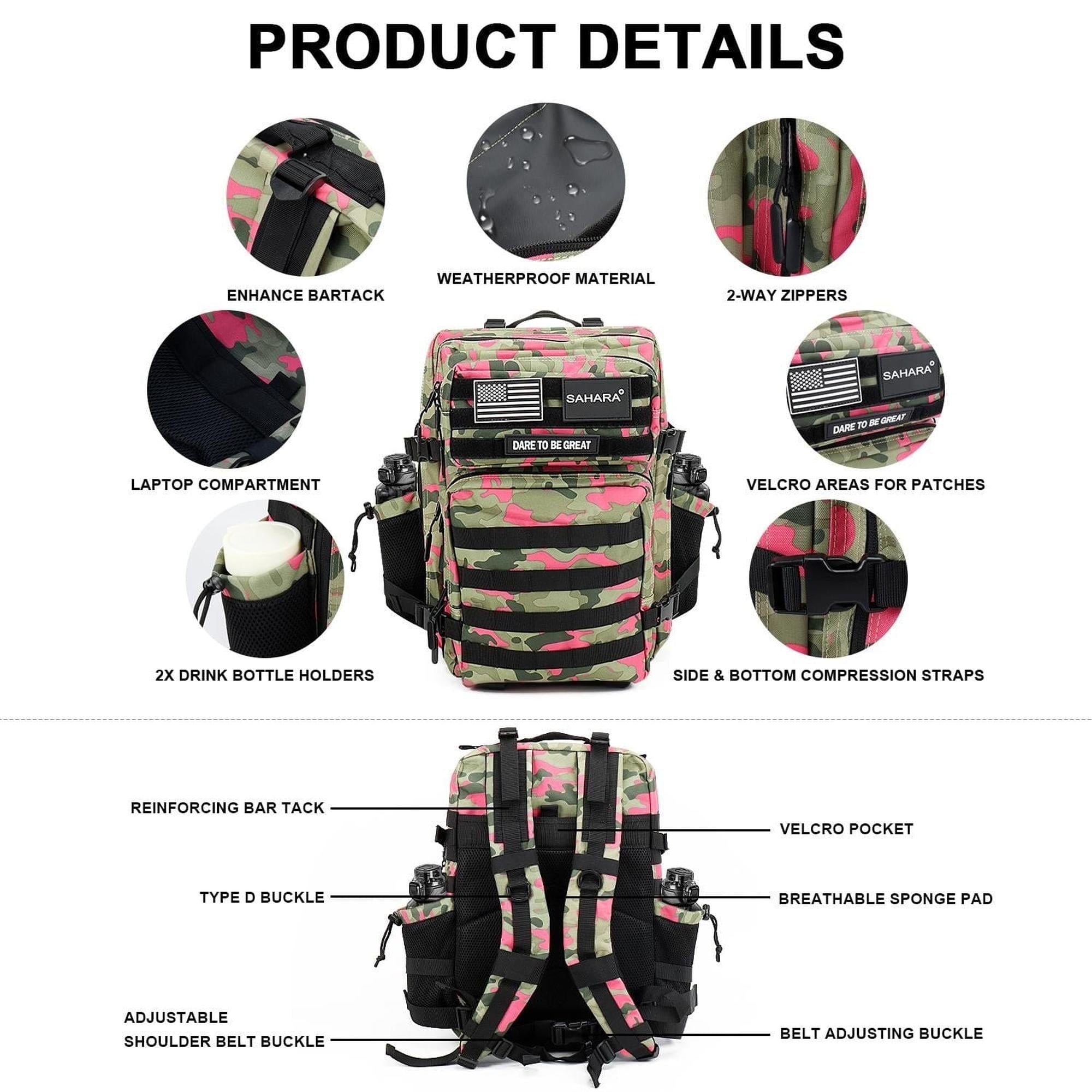SAHARA - Raider Series Travel Bag & Laptop Backpack for Laptops up to 17.3-inch - Pink Camo