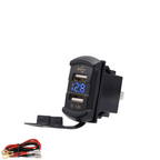 12V Dual USB Charger Socket LED Voltage Voltmeter Rocker Switch Panel Car Boat