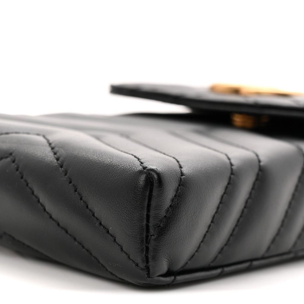 Calfskin Small GG Marmont Phone Crossbody Bag Black