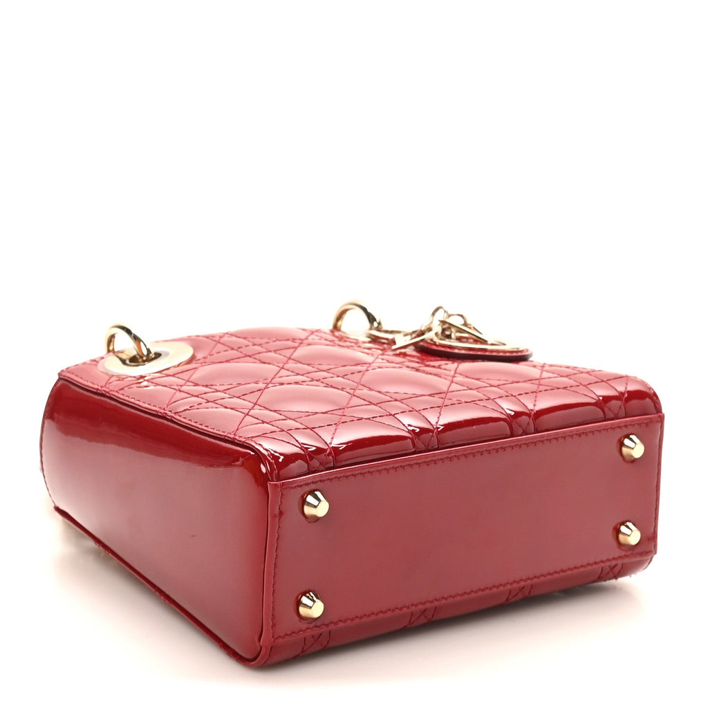Patent Cannage Mini Lady Dior Red