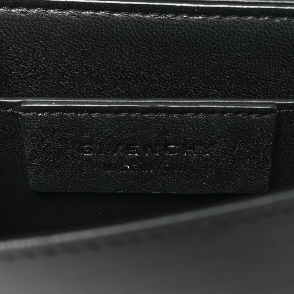 Calfskin Bow Cut Chain Wallet Black