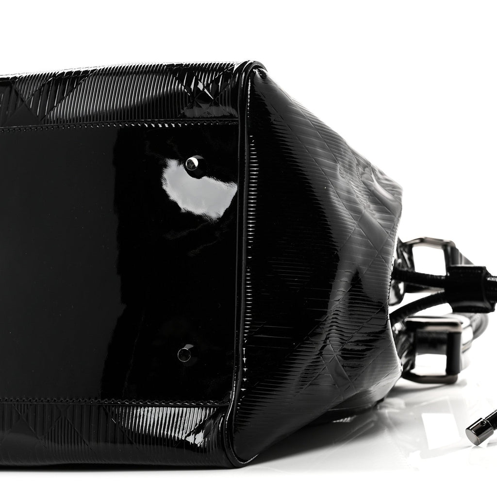 Patent Check Embossed Small Bilmore Tote Black