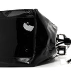 Patent Check Embossed Small Bilmore Tote Black