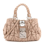 Metallic Nappa Matelasse Top Handle Satchel Cammeo
