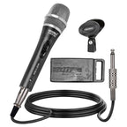 Professional Dynamic Vocal Microphone Neodymium Cardioid Unidirectional Handheld Mic for Singing Karaoke Steel Mesh Grille Metal Body With ON Off Switch + 16ft Detachable Cable + Clip + Bag