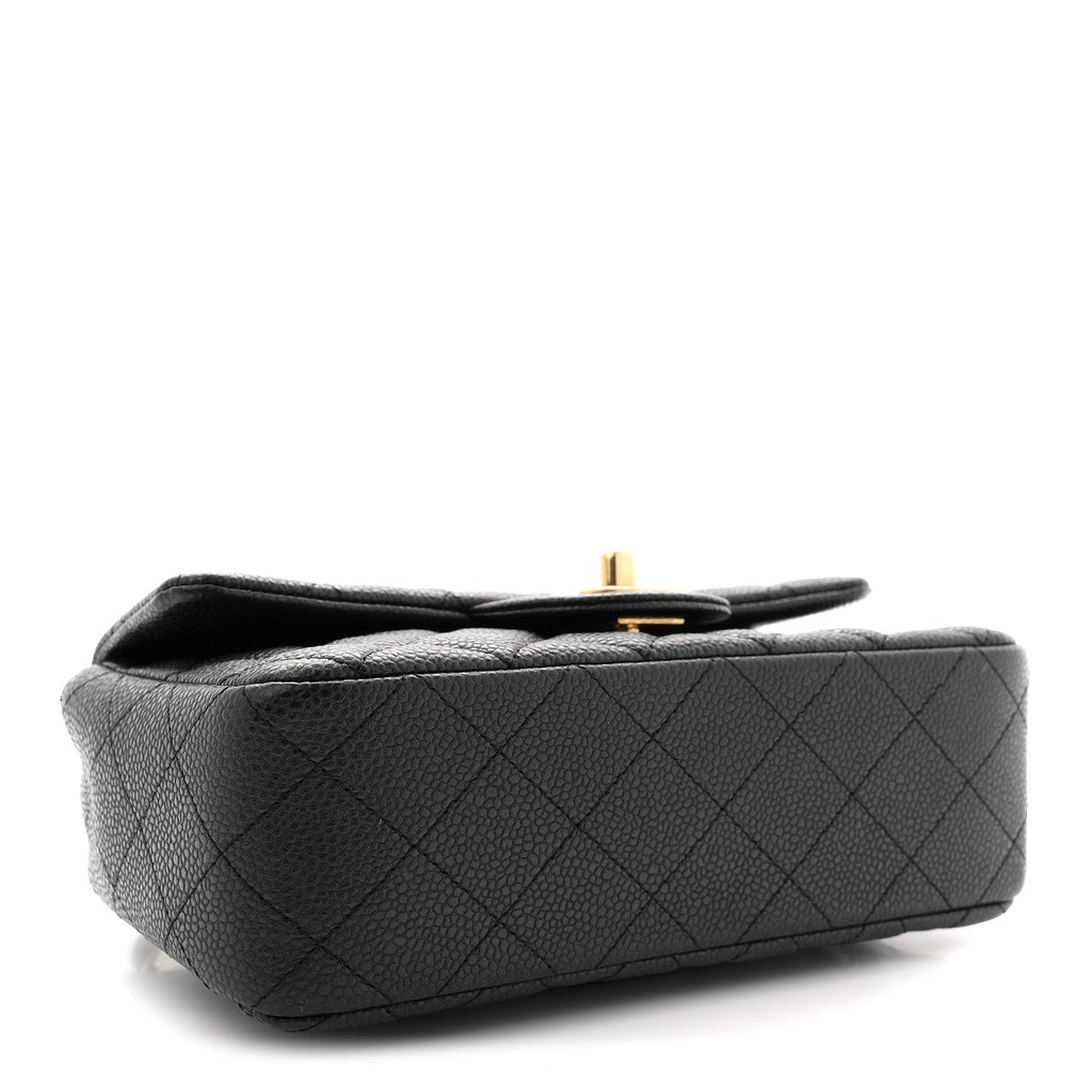 Metallic Caviar Quilted Mini Rectangular Flap Black