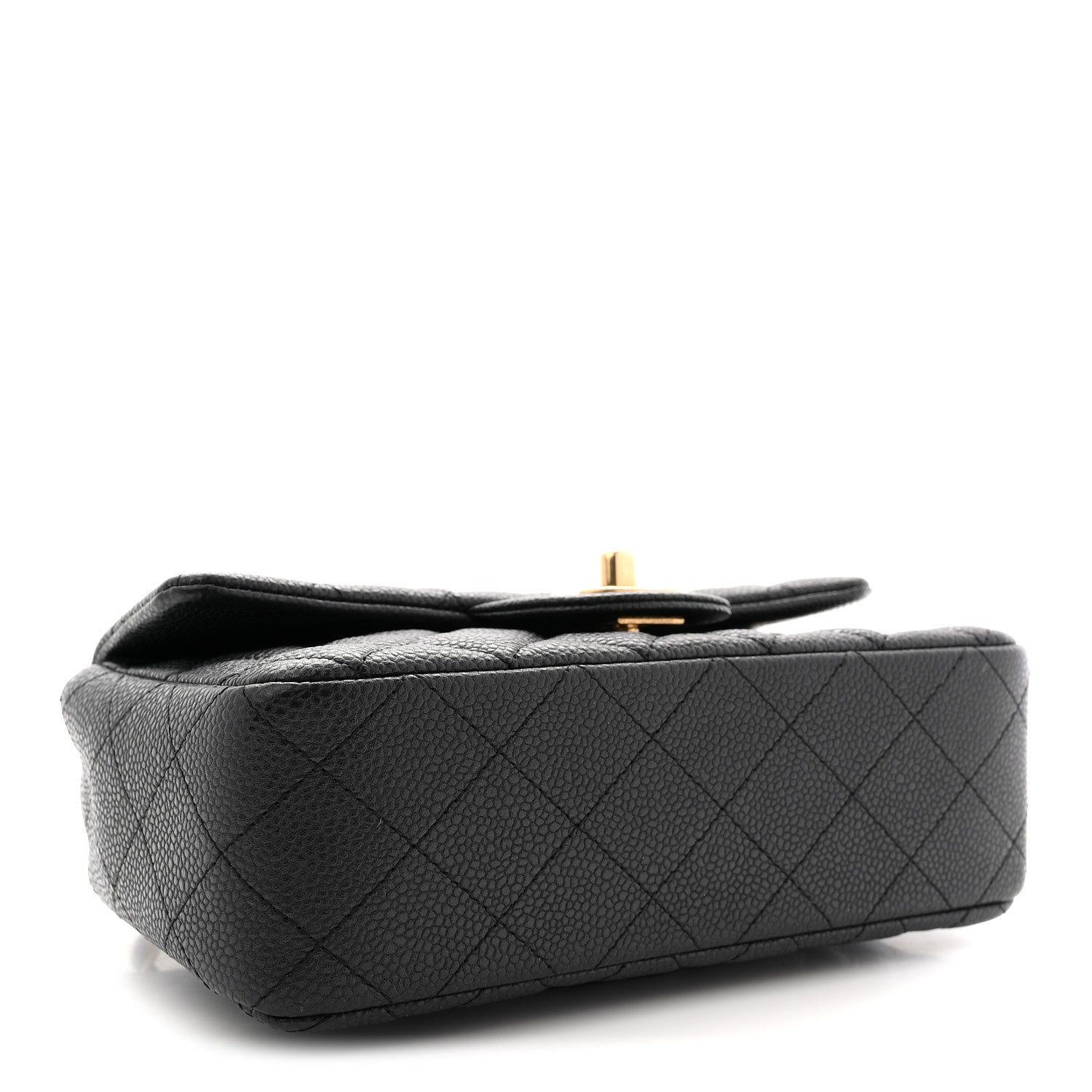 Metallic Caviar Quilted Mini Rectangular Flap Black