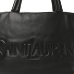 Lambskin Wide Puffer Tote Black