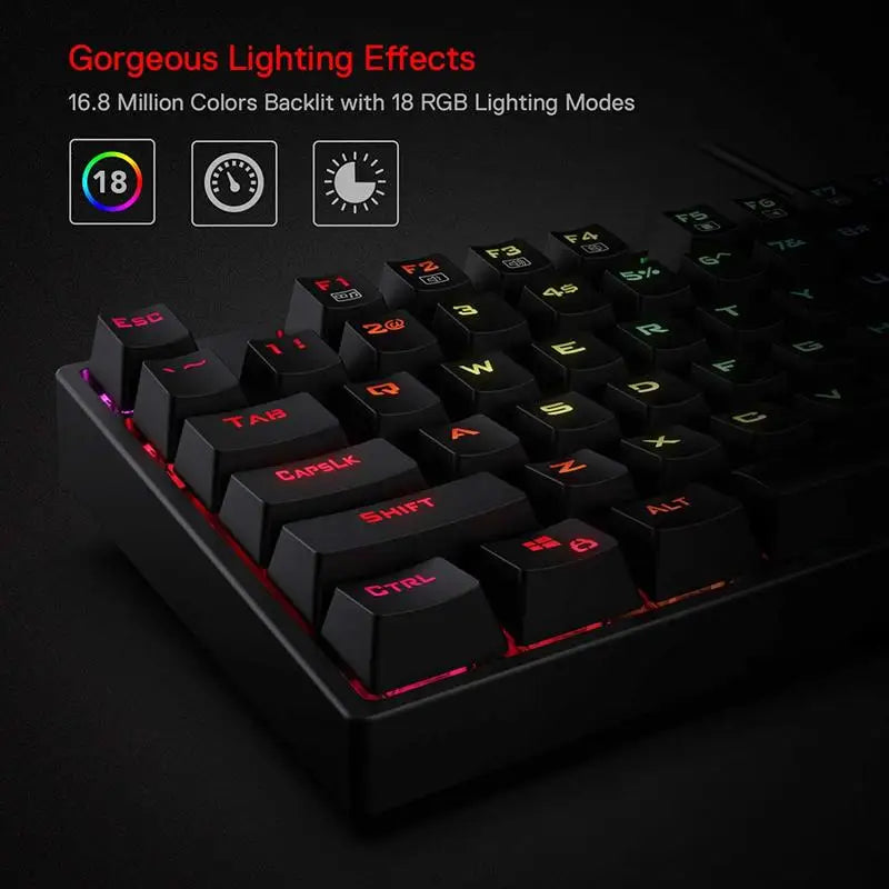 Redragon K582 SURARA RGB Mechanical Gaming Keyboard with 104 Linear Red Switches and Quiet Backlighting - Red Switch