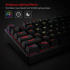 Redragon K582 SURARA RGB Mechanical Gaming Keyboard with 104 Linear Red Switches and Quiet Backlighting - Red Switch