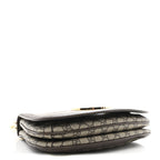 GG Supreme Monogram Textured Dollar Calfskin Web Medium Blondie Top Handle Shoulder Flap Bag Beige Ebony New Acero