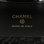 Velvet Camellia Embossed Jewel Belt Card Holder With Chain Black