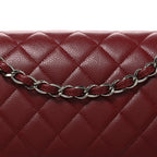 Caviar Quilted Jumbo Double Flap Burgundy