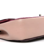Lambskin Quilted Medium Tri-Color Flap Burgundy Dark Pink