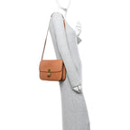 Natural Calfskin Medium Classic Box Flap Bag Tan