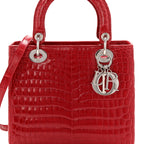 Alligator Medium Lady Dior Red