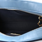 Lambskin Quilted Small In & Out Camera Case Navy Light Blue