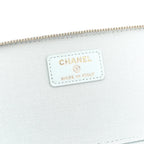 Lambskin Quilted Small Top Handle Vanity Case With Chain Light Blue