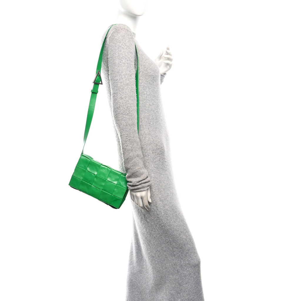 Paper Calfskin Maxi Intreccio Cassette Crossbody Bag Parakeet