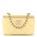 Lambskin Quilted Small Vanity Case With Chain Light Yellow