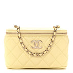 Lambskin Quilted Small Vanity Case With Chain Light Yellow