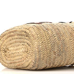 Raffia Calfskin Triomphe Medium Panier Tan